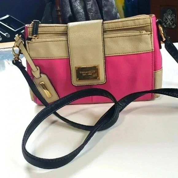 Tignanello Handbags - Tignanello leather purse hot pink and‎ cream super cute! 9×6